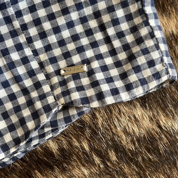 Mayoral navy and white plaid scalloped elastic shorts - Picture 3 of 4
